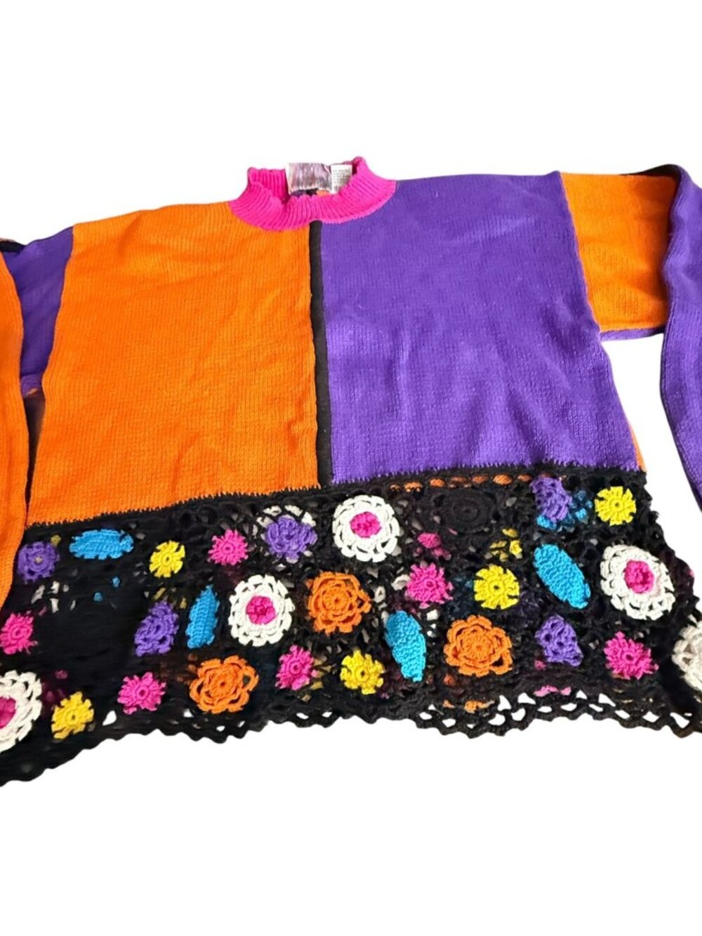 Passports Of Pier 1 Sweater Size Large color block open knit bottom - Picture 2 of 9